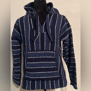 Artilana Size M Navy Striped Unisex Baja/Jerga pullover hoodie